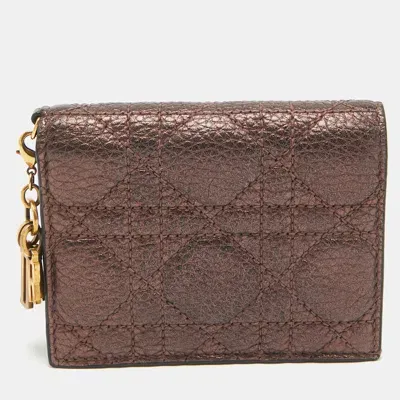 Pre-owned Dior Flap Card Case In Brown