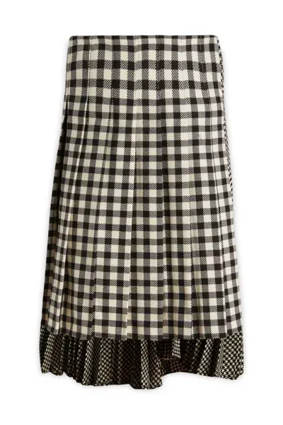 Dior Christian  Checked Midi Skirt In Multi