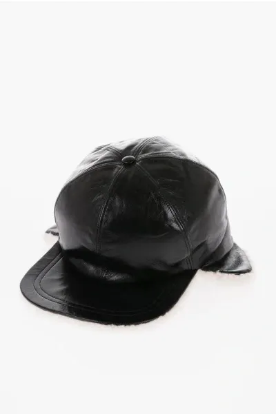 Dior Leather Cap With Shearling Ear Muffs