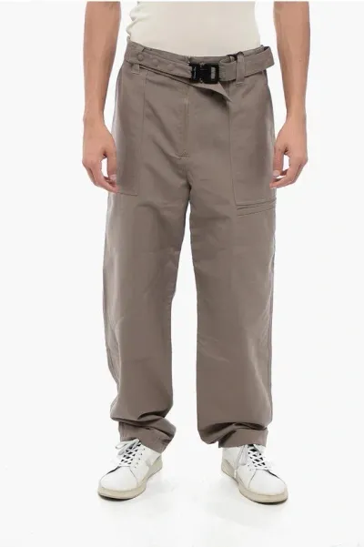 Dior Multipocketed Cotton Pants With Safety Belt In Gray