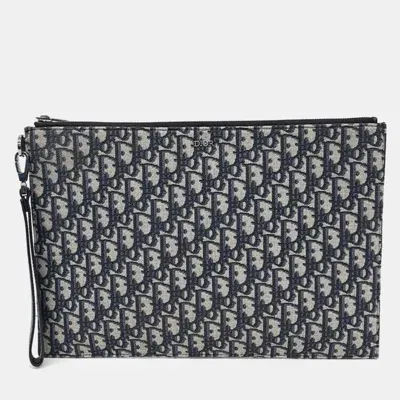 Pre-owned Dior Oblique A4 Clutch Bag In Black