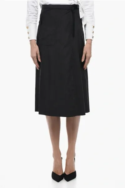 Dior Pleated Wrap Skirt With Snap Buckle