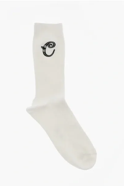 Dior Ribbed Cotton Long Socks In White