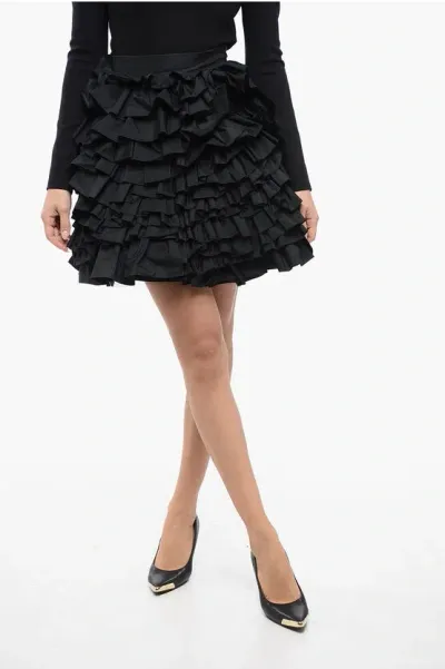 Dior Ruffled Miniskirt With Tulle In Black