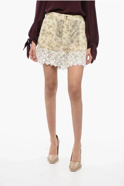 Dior Sheer Floral Shorts With Lace Detail