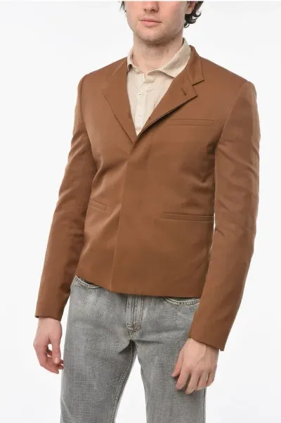 Dior Virgin-wool Blazer With Mandarin Collar In Brown