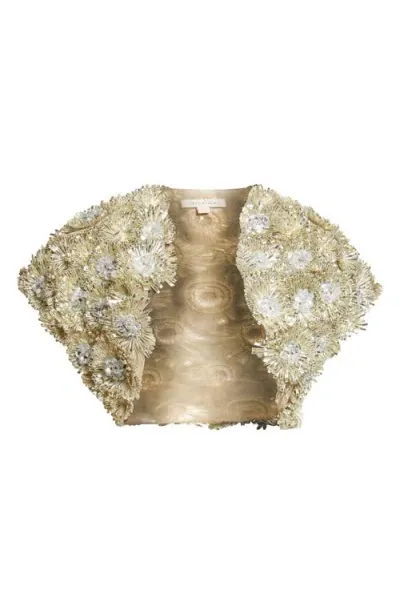 Diotima Fern Crystal & Ribbon Embellished Bolero In Pyrite