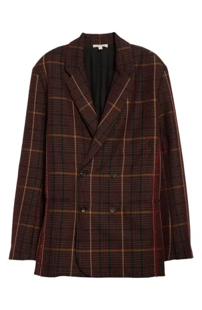 Diotima Hodges Plaid Double Breasted Blazer In Maroon