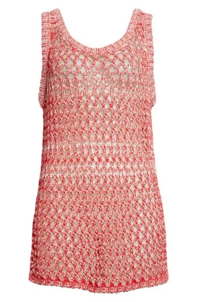 Diotima Marled Yarn Open Stitch Sweater Tank In Hibiscus-white