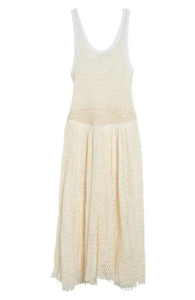 Diotima Pocomania Cotton Fishnet Midi Dress In Natural