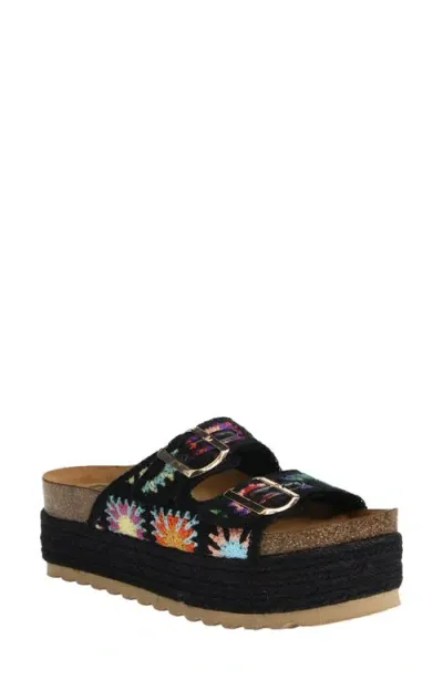 Dirty Laundry Pretends Espadrille Platform Slide Sandal In Black