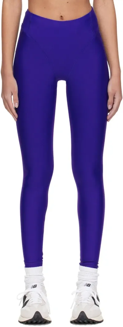 District Vision Blue Pocketed Leggings In Ocean Blue