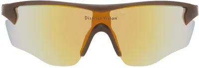 District Vision Brown 'junya' Racer Sunglasses In Cedar/d+ Fire Mirror