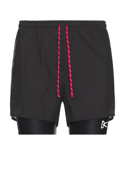 District Vision Ripstop Layered Pocketed Trail Short In Black