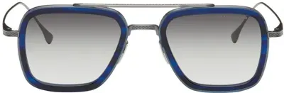 Dita Blue & Gunmetal Flight.006 Sunglasses In Blue Swirl/silver