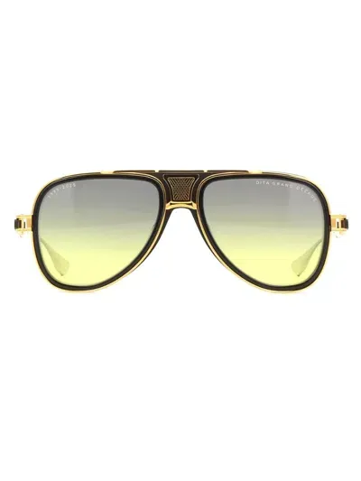 Dita Dts460/a/01 Grand/decade Sunglasses In Black_yellow Gold_silver