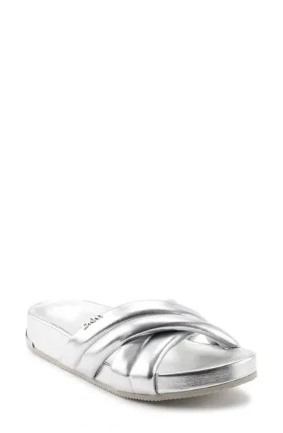 Dkny Crisscross Strap Slide Sandal In Silver