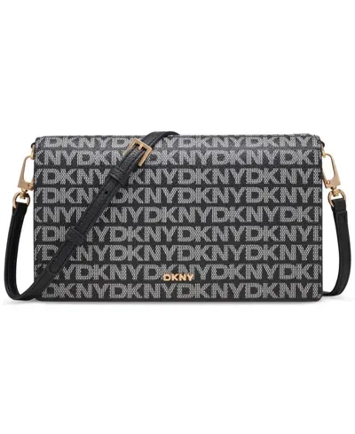 Dkny Farah Clutch In Bk Logo-bk