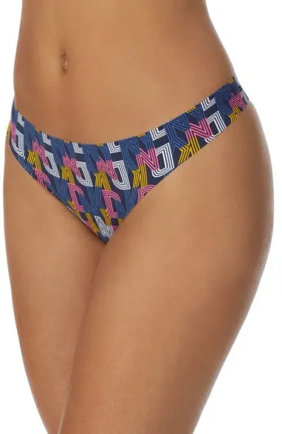 Dkny Litewear Cut Anywhere Thong In Striped Logo