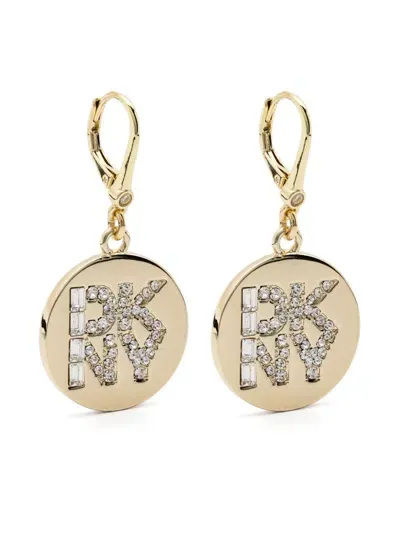 Dkny Logo-embellished Drop Earrings In Gold