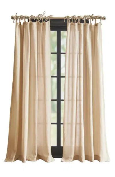 Dkny Pure Set Of 2 Tie Tab Cotton Gauze Curtain Panels In Off White