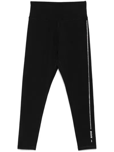 Dkny Rhinestone-logo Leggings In Black