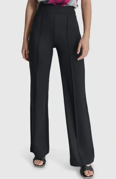 Dkny Seamed Wide Leg Pants In Black