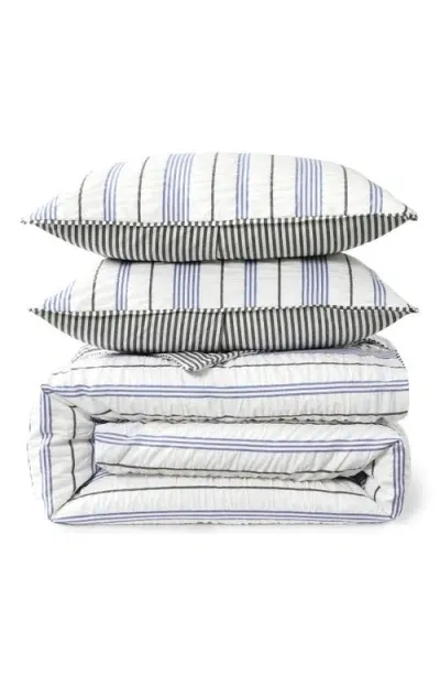 Dkny Seersucker Stripe Duvet Cover & Sham Set In Blue