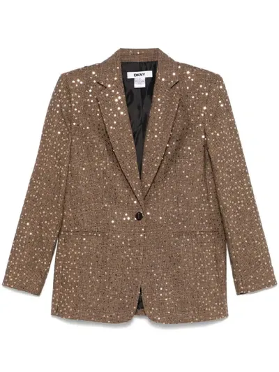 Dkny Sequined Blazer In Neutral