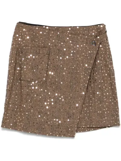 Dkny Sequined Mini Skirt In Yellow