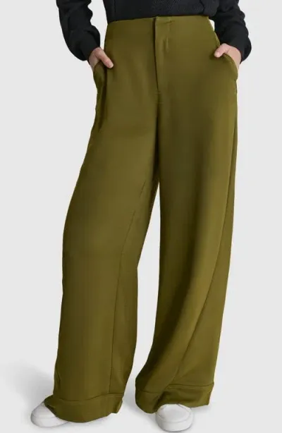 Dkny Wide Leg Pants In Dark Olive