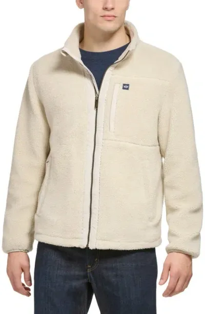 Dockers Faux Shearling Zip Front Jacket In Khaki