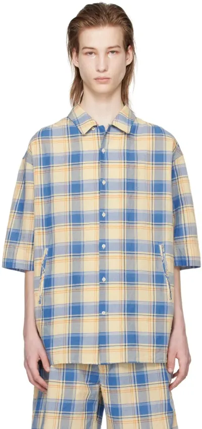 Document Blue & Beige Check Shirt In Blue Check