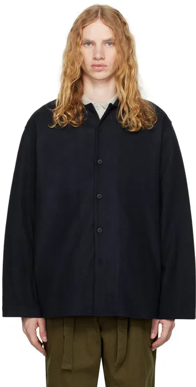 Document Navy Heavy Wool Jersey Oversized Shirt