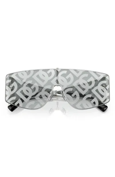 Dolce & Gabbana Dolce&gabbana 144mm Shield Sunglasses In Silver