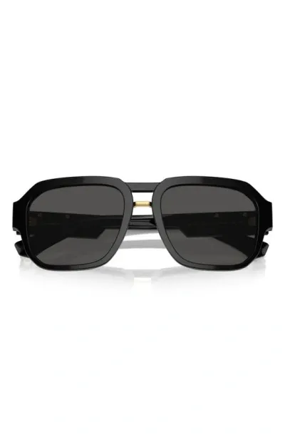 Dolce & Gabbana 56mm Pilot Sunglasses In Black