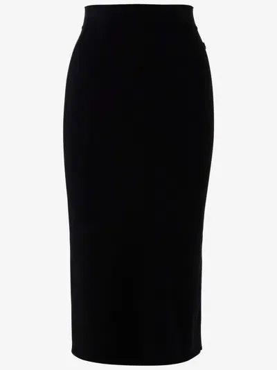 Dolce & Gabbana Viscose Blend Longuette Skirt In Black