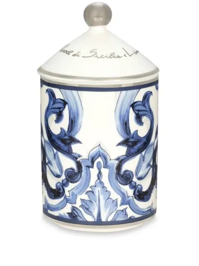 Dolce & Gabbana Abstract-print Scented Candle In Blue