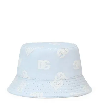 Dolce & Gabbana Kids' All-over Dg Logo Bucket Hat In Blue