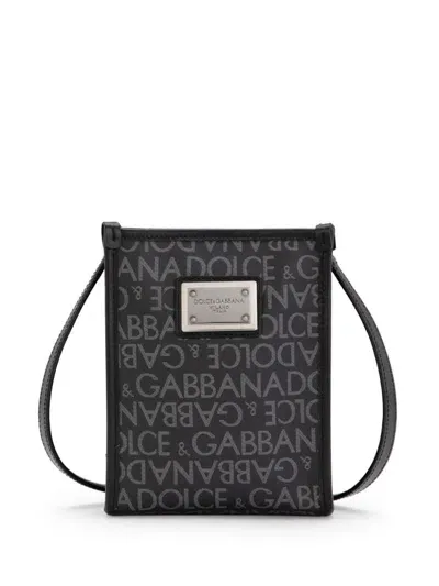 Dolce & Gabbana Allover Logo Tote Bag In Black