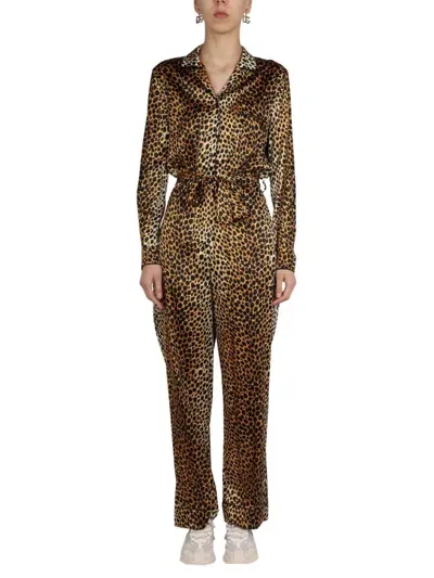 Dolce & Gabbana Animal Pattern Satin Jumpsuit In Multicolour