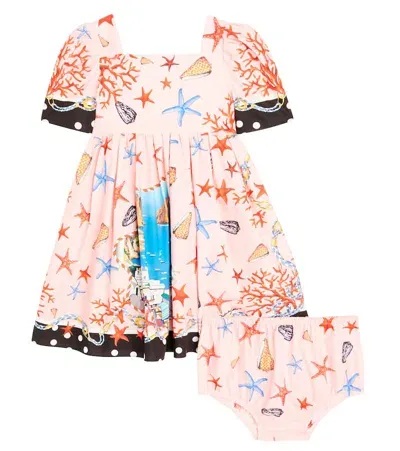 Dolce & Gabbana Baby Capri Printed Cotton Dress And Bloomers Set In Multicoloured