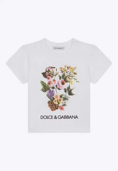 Dolce & Gabbana Baby Girls Floral Print T-shirt In White