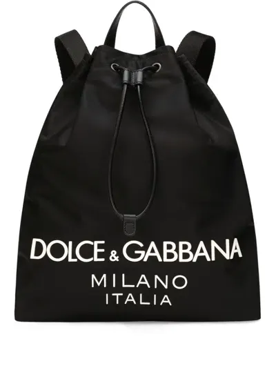 Dolce & Gabbana Backpack With Print In 8b956 Nero/nero