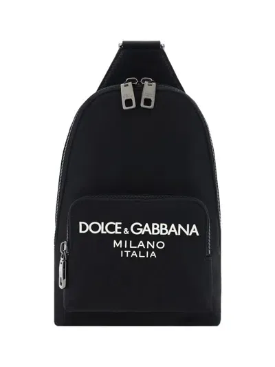 Dolce & Gabbana One-shoulder Backpack In Nero/nero