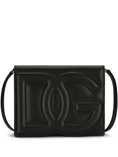 Dolce & Gabbana Dg Logo Leather Crossbody Bag In Black