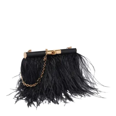 Dolce & Gabbana Medium Marlene Shoulder Bag With Feathers In Black