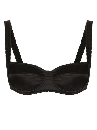 Dolce & Gabbana Satin-finish Balconette-style Bra In Black