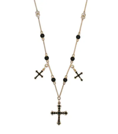 Dolce & Gabbana Cross-charm Rosary Necklace In Gold