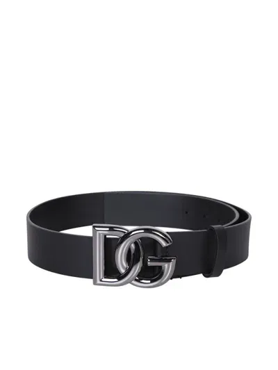 Dolce & Gabbana Logo Black Belt In Neutrals